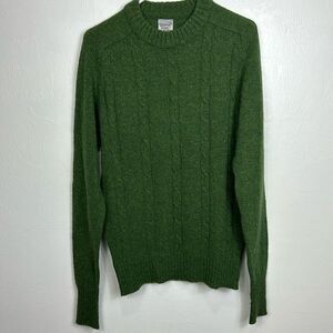 White Oak Sportswear Cable Knit Crew Neck Sweater In Green Size L